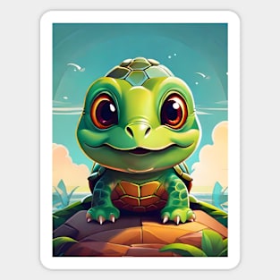 Cute Turtle Illustration Sticker